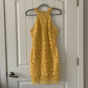 Love Poem Dress by Lulus, Yellow Lace size Medium